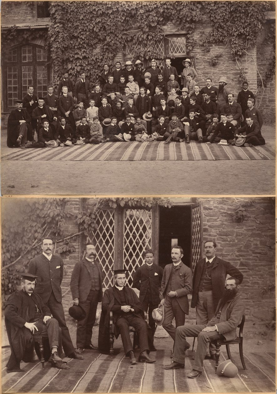 A shimlai Bishop Cotton School igazgatója és tanárai (előlap); a shimlai Bishop Cotton School középosztályos tanulói és személyzete (hátlap) alkotó: Raja Deen Dayal