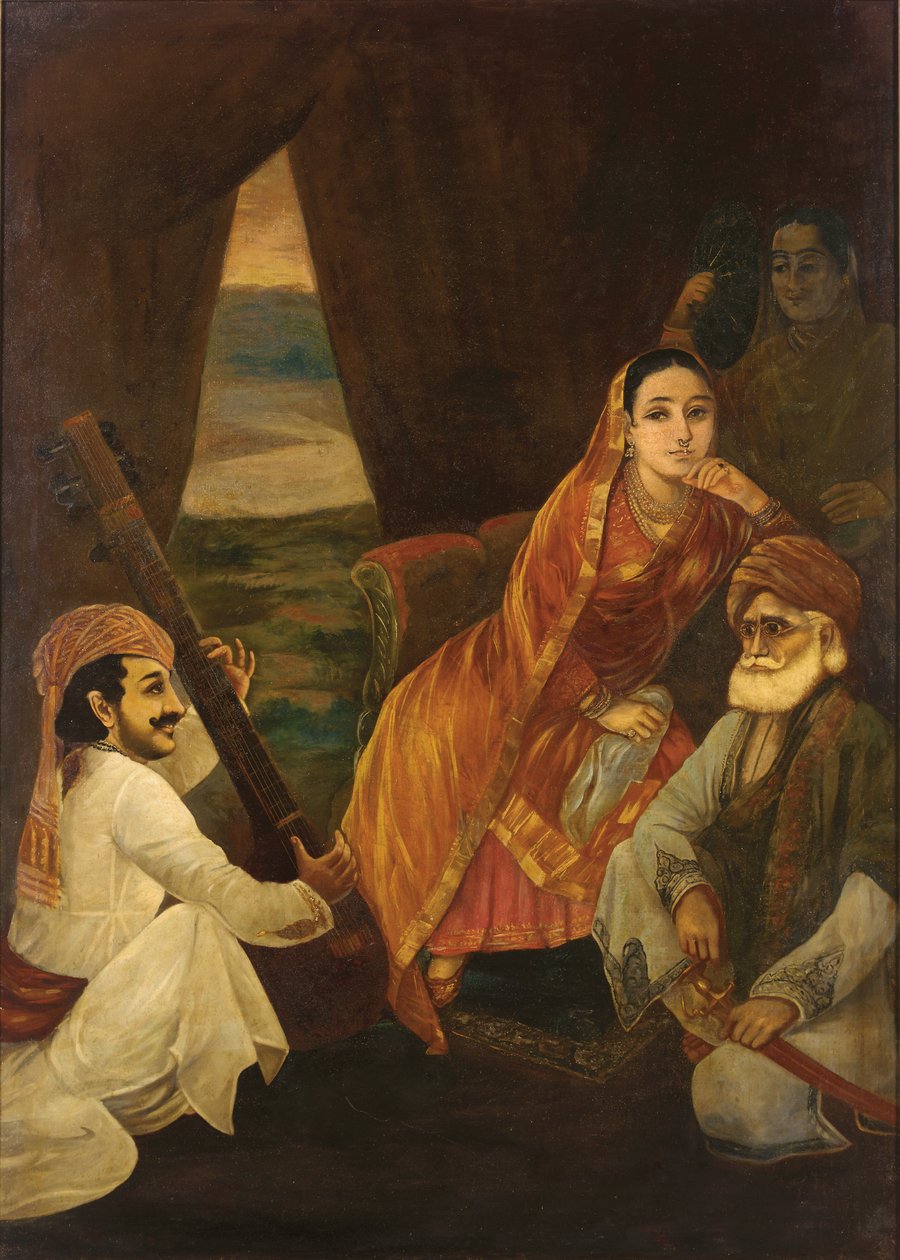 Udvari jelenet (olaj, vászon) alkotó: Raja Ravi Varma