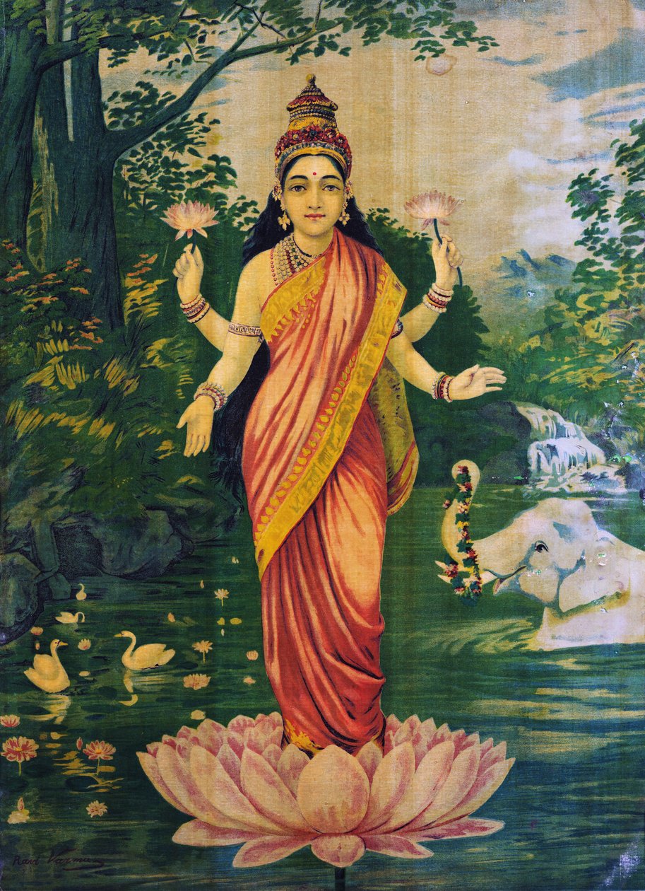 Lakshmi, Raja Ravi Varma, 1930-as évek, szerkesztés alkotó: Raja Ravi Varma