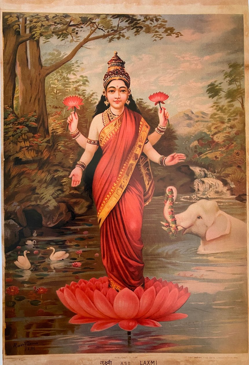 Lakshmi, Ravi Varma Fine Art Lithographic Press, Bombay, 1894. alkotó: Raja Ravi Varma