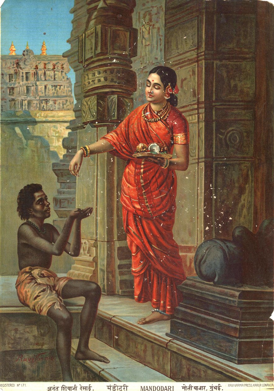 Mandodari Raja Ravi Varma festménye alapján alkotó: Raja Ravi Varma