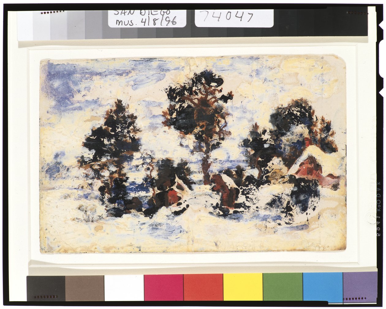 Téli táj vörös épülettel, 1901-15 alkotó: Ralph Albert Blakelock