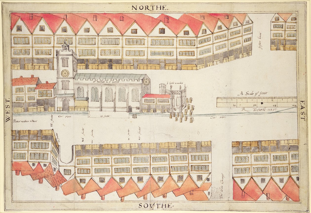 Cheapside, London térképe, 1585 (toll és wc papírra) alkotó: Ralph Treswell