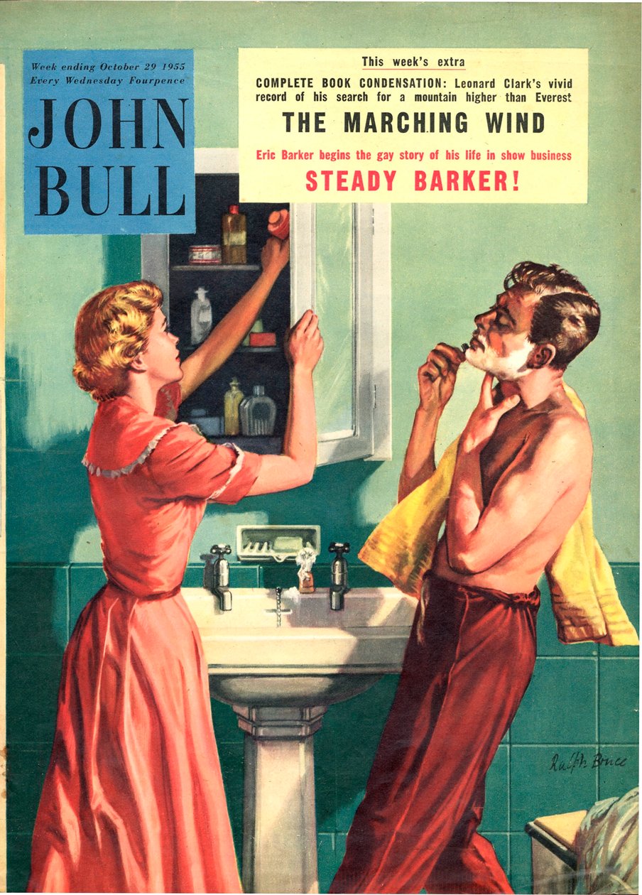 A "John Bull" 1955. októberi címlapja (színes litográfia) alkotó: Ralph Bruce