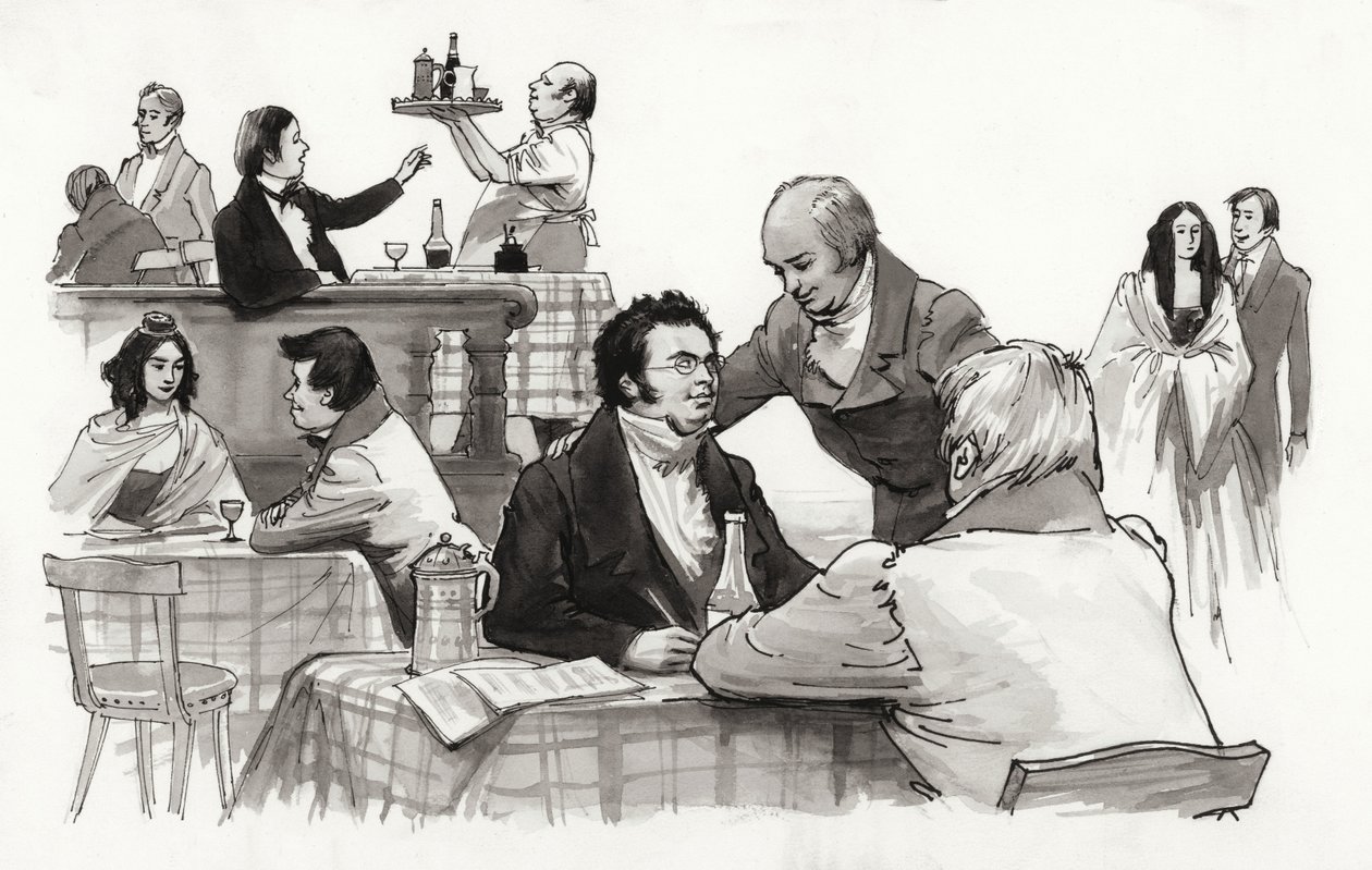 Schubert és barátai (gouache, papír) alkotó: Ralph Bruce