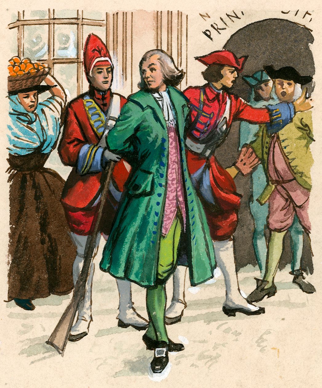A szerkesztő John Wilkes börtönbe kerül a kormány elleni támadás miatt. alkotó: Ralph Bruce