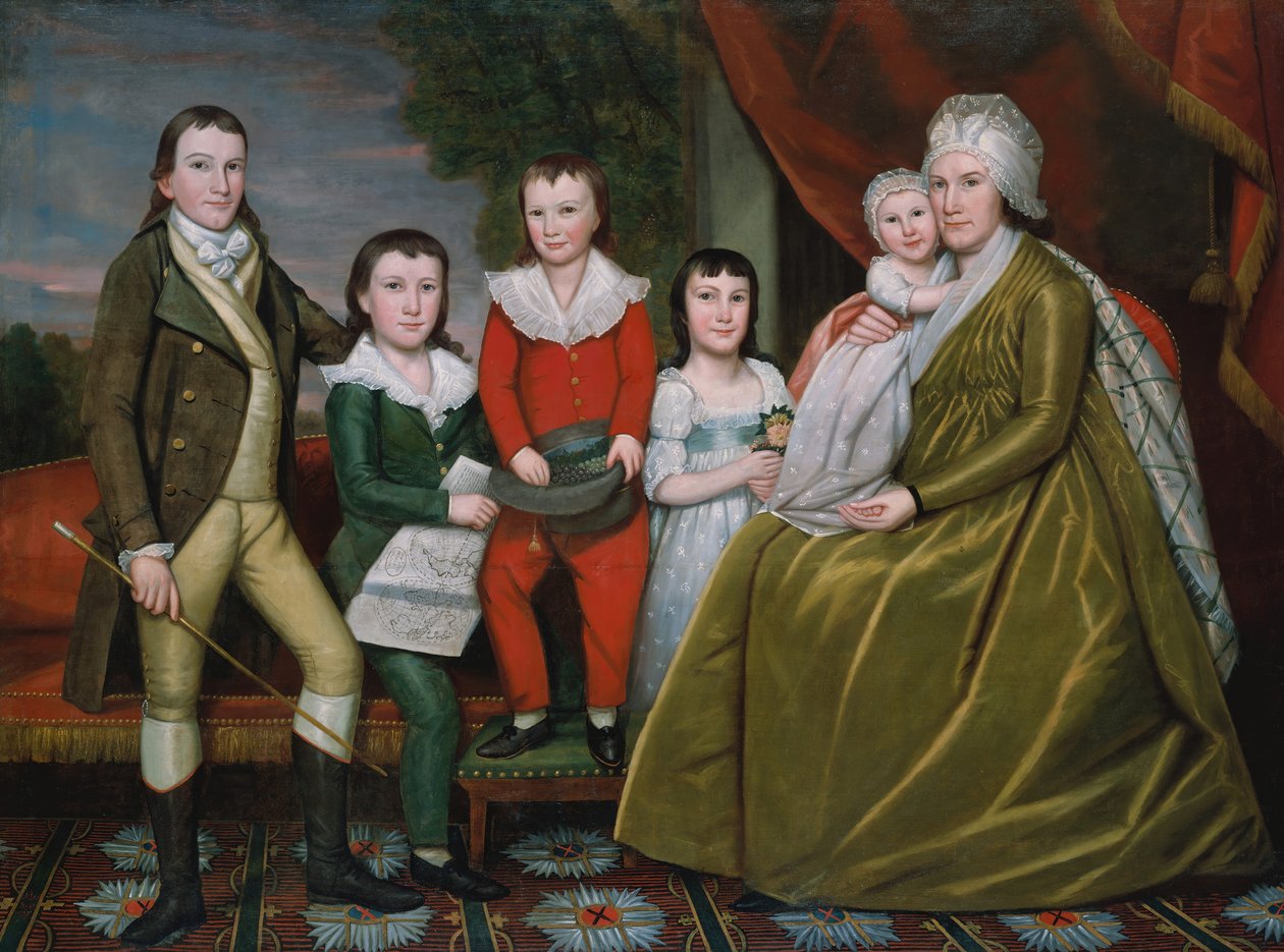 Mrs. Noah Smith és gyermekei, 1798. alkotó: Ralph Earl