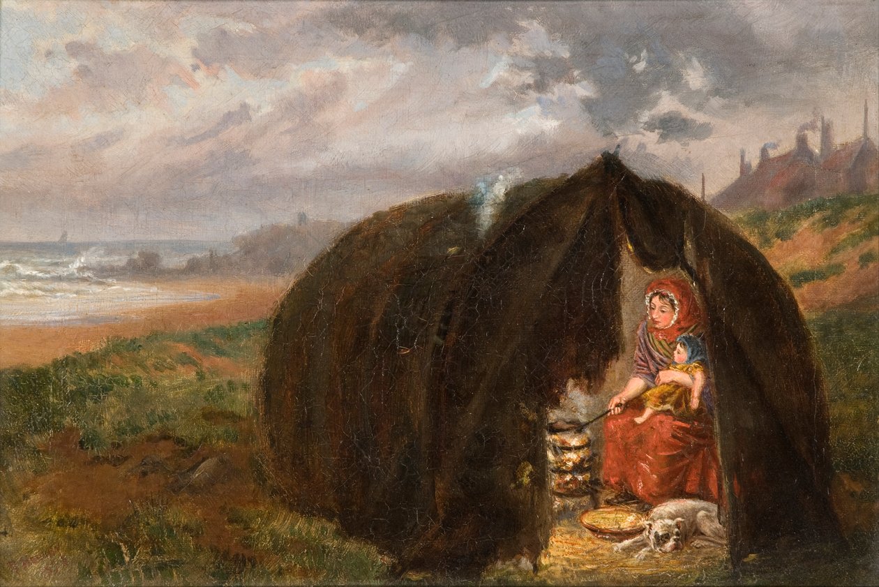 Cigányok táboroztak a tengerparton, South Shields közelében, 1876 alkotó: Ralph Hedley