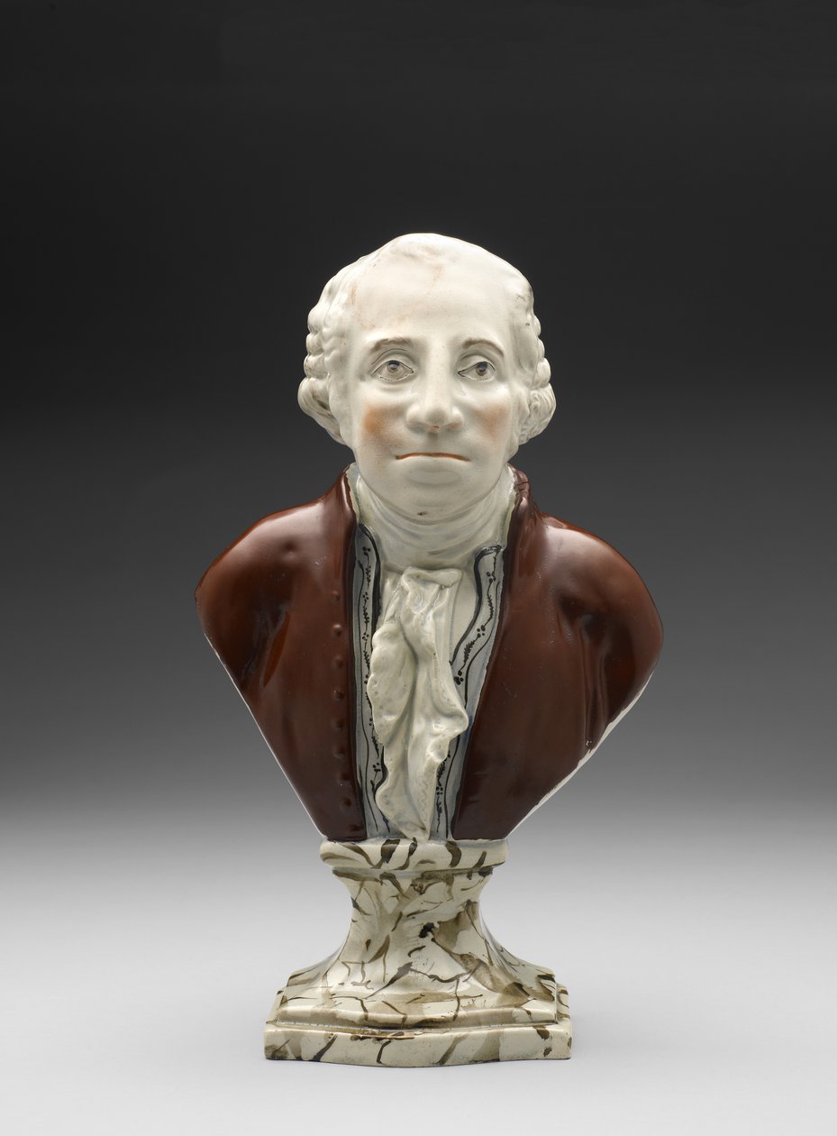 George Washington mellszobra, c. 1782-1795 (ólommázas cserépedény (gyöngy) zománcozott mázzal) alkotó: Ralph Sr. Wood