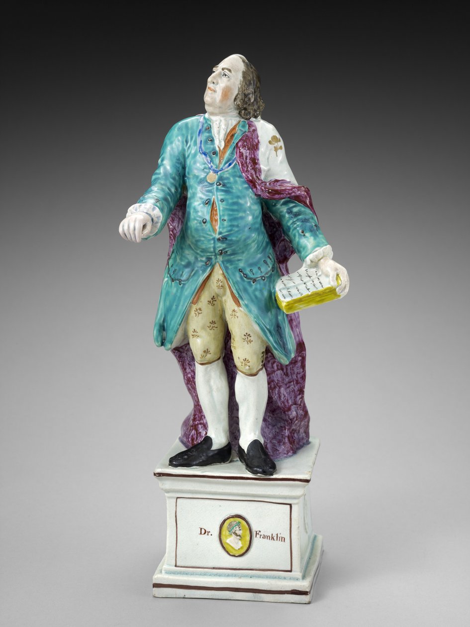 Benjamin Franklin alakja, c. 1782-1795 (ólommázas cserépedény (gyöngy) zománcozott mázzal) alkotó: Ralph Sr. Wood