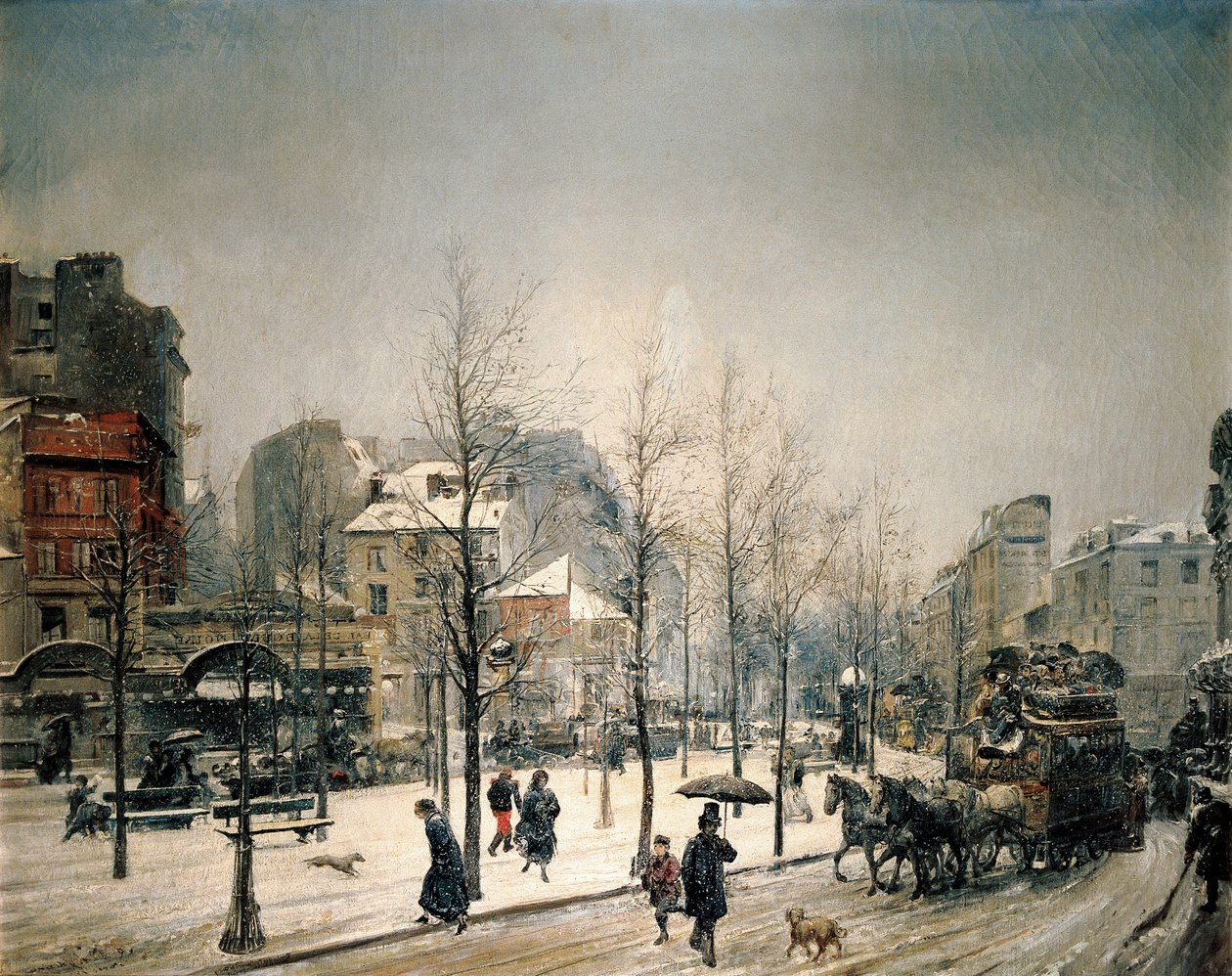 Havazás a Boulevard de Clichy-n. Ramon Marti i Alsina (1826-1894) festménye alkotó: Ramón Martí Alsina