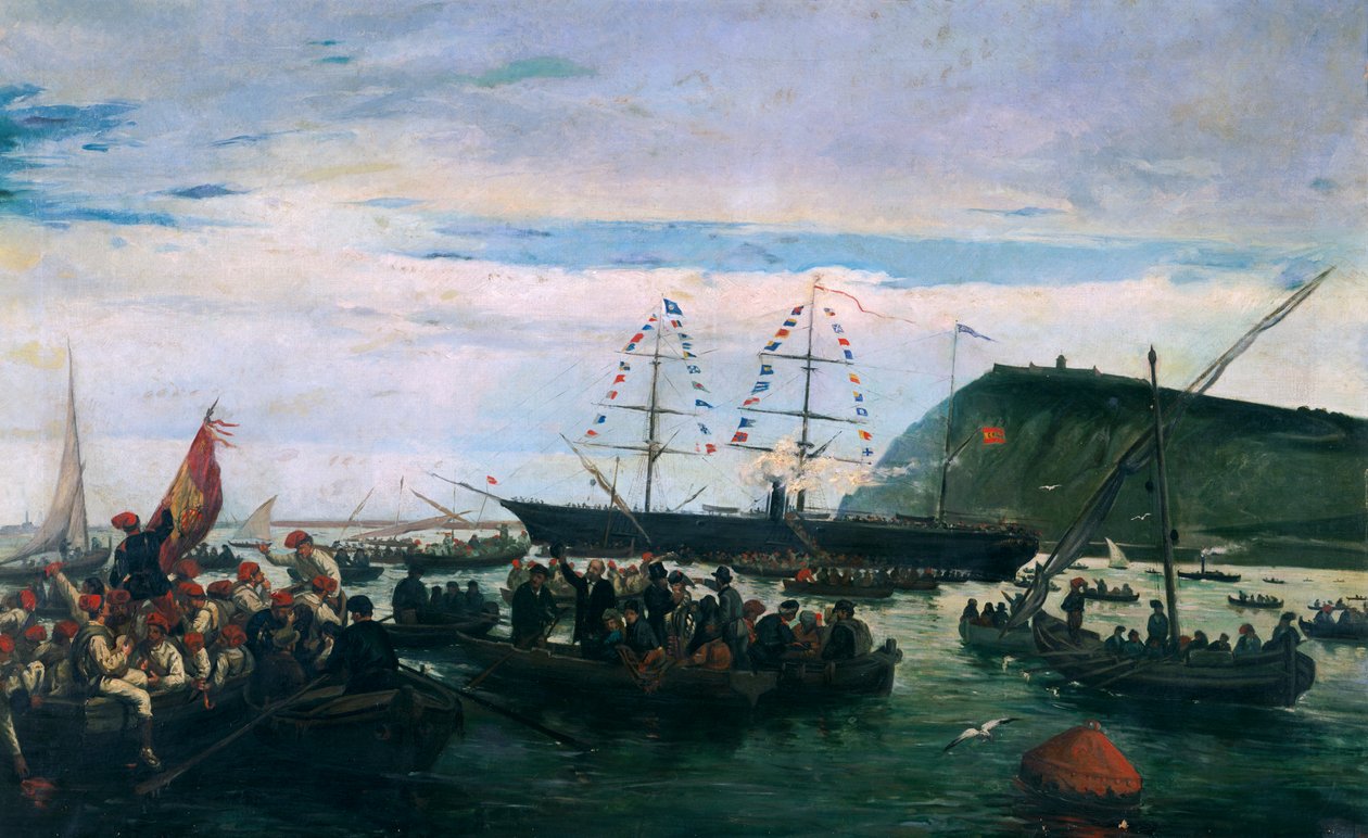 Katalán önkéntesek indultak a kubai háborúba 1870-ben alkotó: Ramón Padró y Pedret