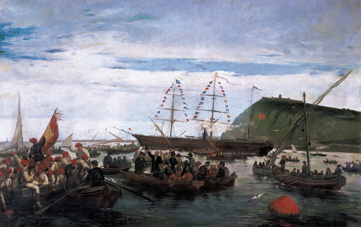 Katalán önkéntesek indultak a kubai háborúba 1870-ben alkotó: Ramón Padró y Pedret