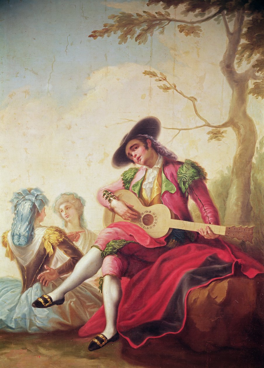Az elegáns férfi gitáron játszik alkotó: Ramon Bayeu y Subias