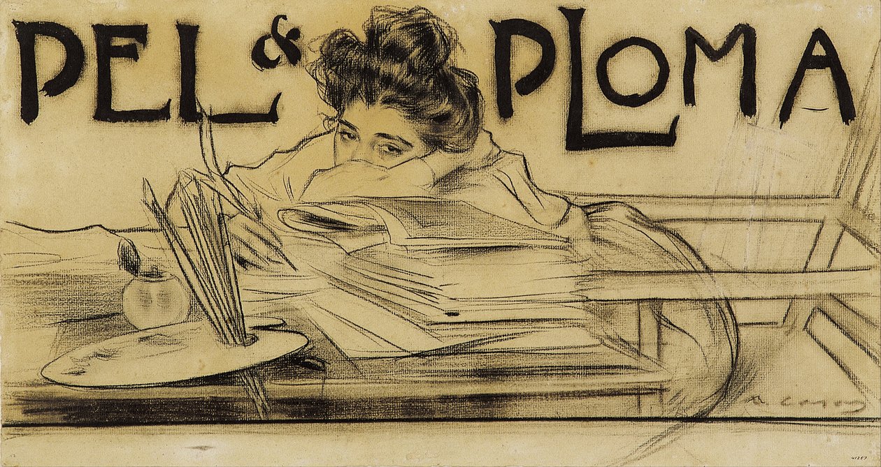 Fejdísz a Pèl i Ploma magazin számára alkotó: Ramon Casas i Carbo