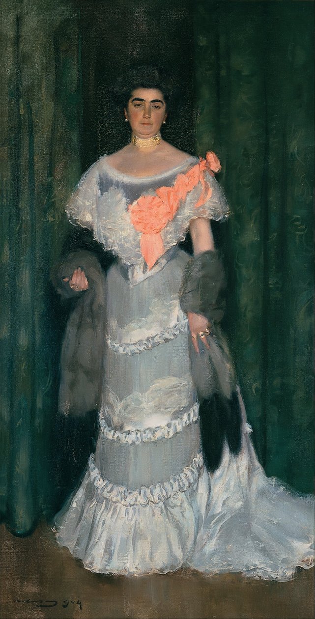 Montserrat Casas de Nieto, estélyi ruhában alkotó: Ramon Casas i Carbo