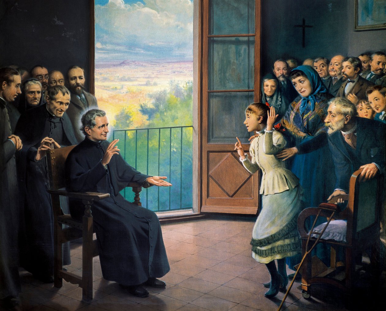"" Bosco Szent János (Giovanni Bosco azt is mondja, hogy Don Bosco pap és olasz pedagógus (1815-1888)) "" Ramon Bofarull festménye (19. század) alkotó: Ramon Bofarull