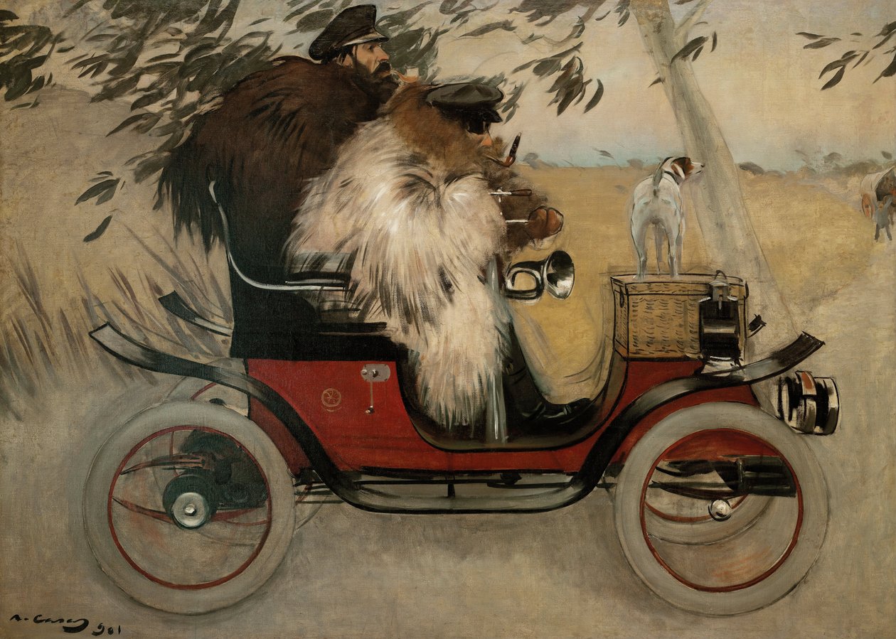 Ramon Casas és Pere Romeu egy autóban - Casas, Ramon (1866-1932) - 1901 - Olaj, vászon - 208x291 - Museu Nacional d