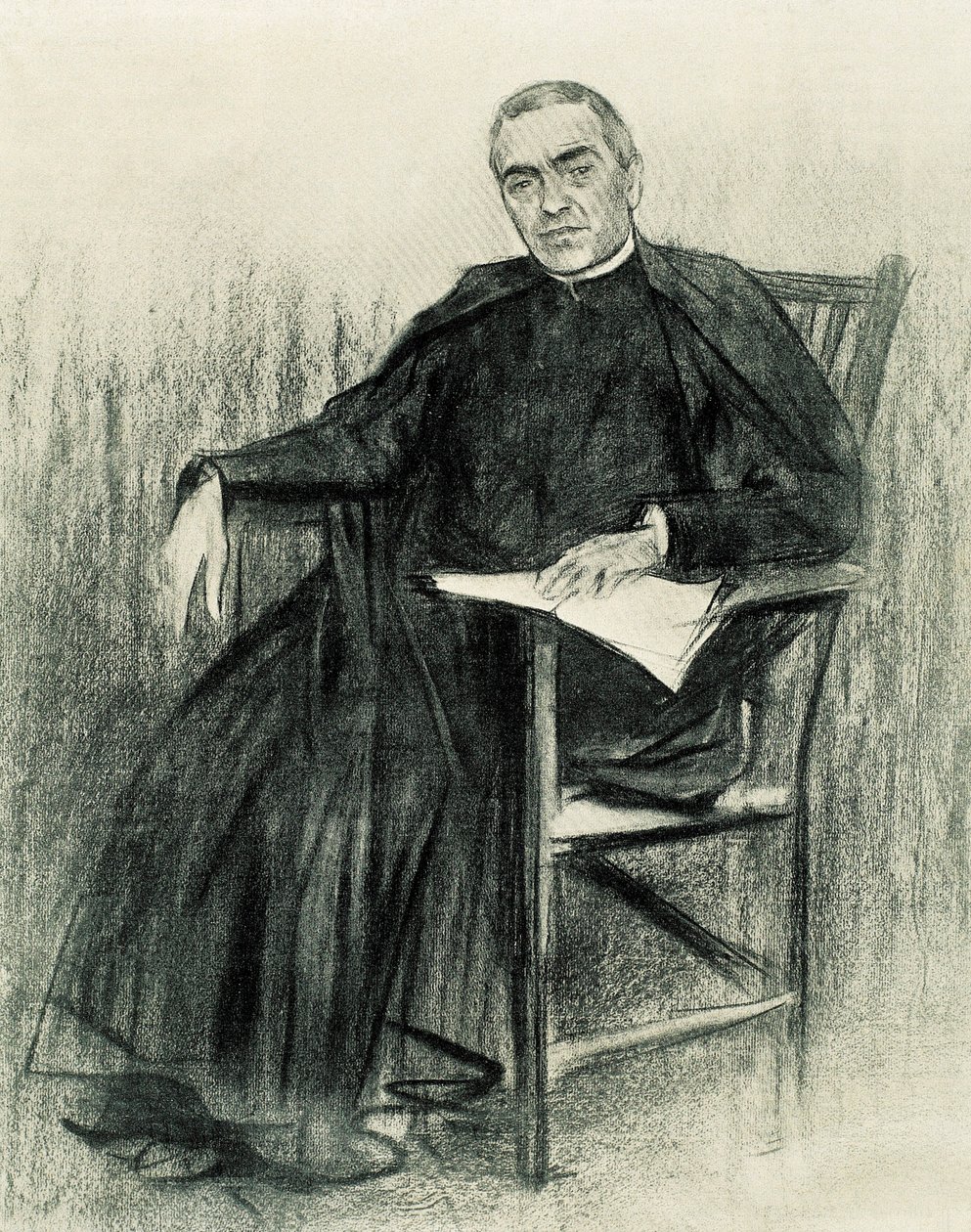Jacint Verdaguer (1845-1902) katalán költő portréja (rajz) alkotó: Ramon Casas i Carbo