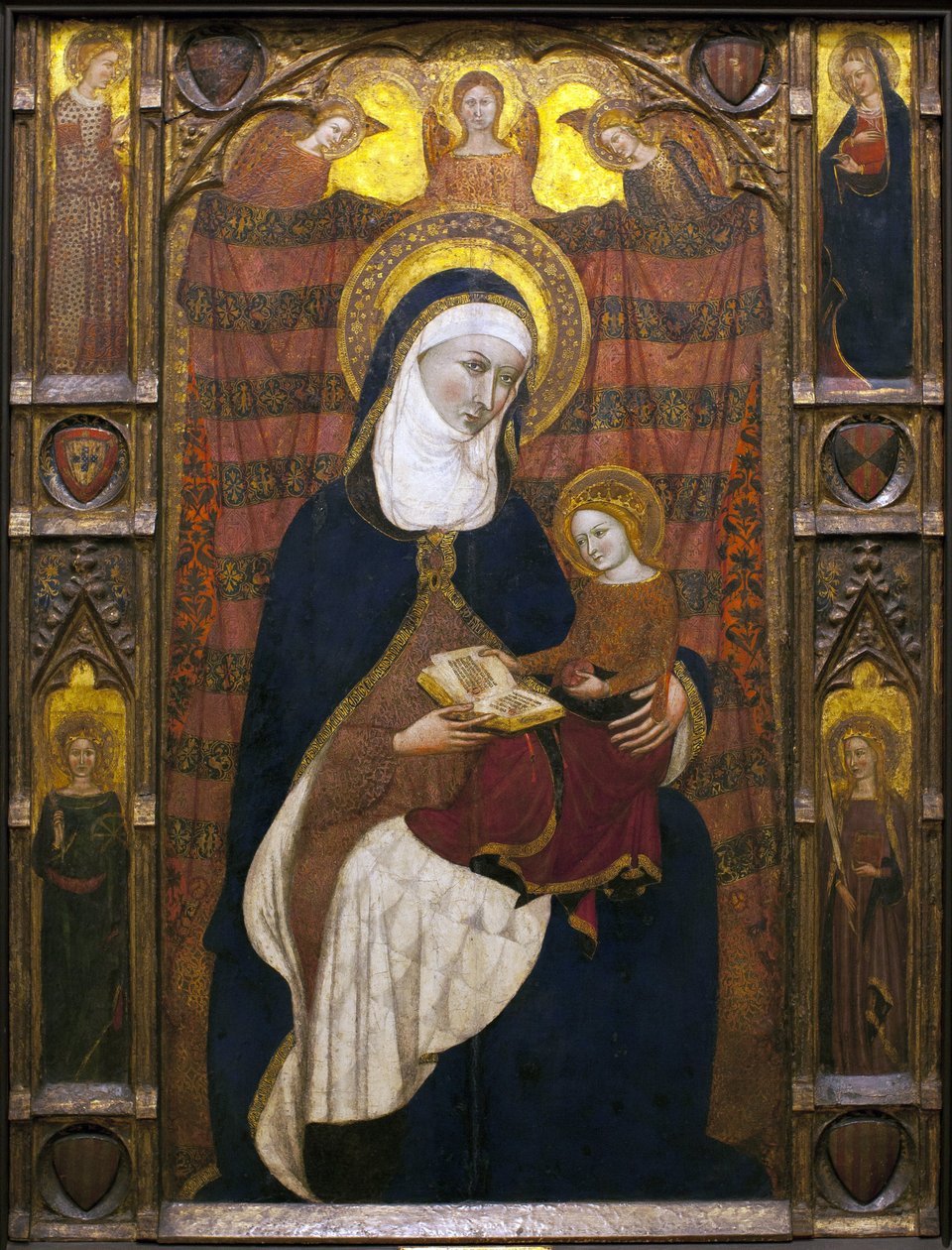 Szent Anna és a Szűz – Ramons Destorrents (14. század), Arnau (14. század) és Jaume Ferrer Bassa (1281-1348) festménye - tempera fára, 1350 körül (Szent Anna és Szűz, Ramons Destorrents, Arnau e Ferrer Bassa, tempera panelen, kb 1 alkotó: Ramon Destorrents