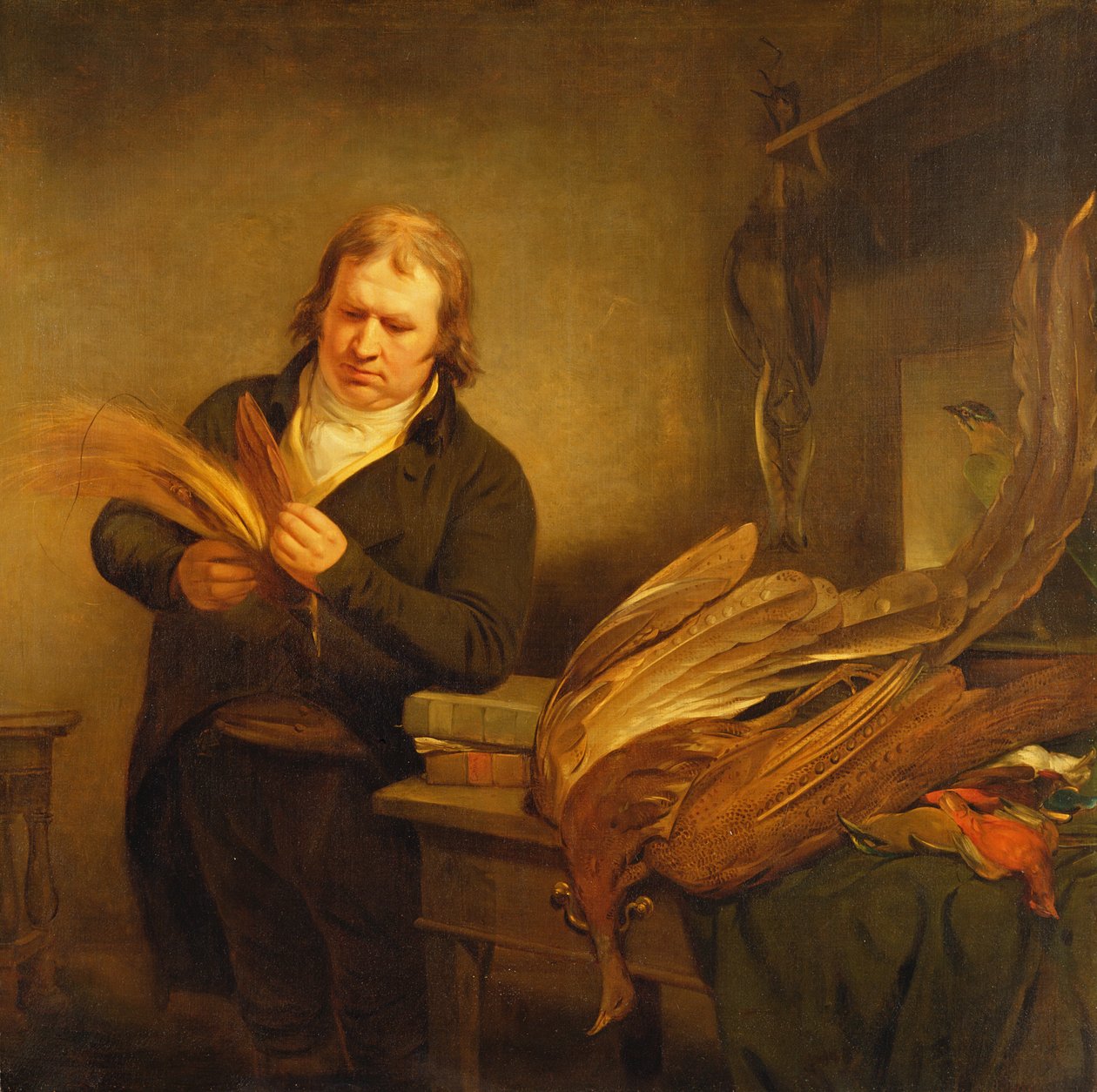 Egy ornitológus, valószínűleg Thomson úr, a leveriai és a brit múzeum állat- és madárvédője, 1802 alkotó: Ramsay Richard Reinagle