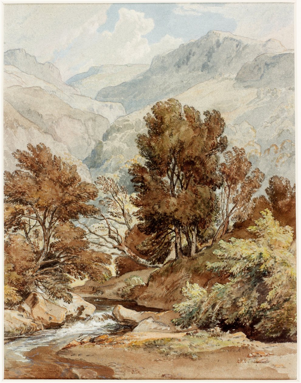 Kilátás a Keswick-tó partjáról (kréta és wc papíron) alkotó: Ramsay Richard Reinagle