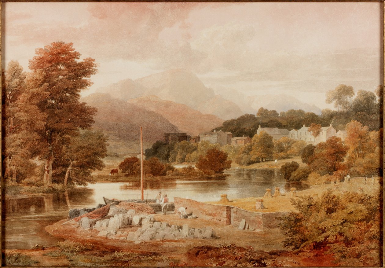 A Slate Wharf, Brathay (ceruza és akvarell papíron) alkotó: Ramsay Richard Reinagle