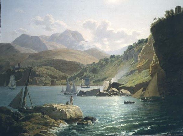 Kilátás Vietri Sul Mare partjára és Raito falujára, a Salerno-öbölben alkotó: Ramsay Richard Reinagle
