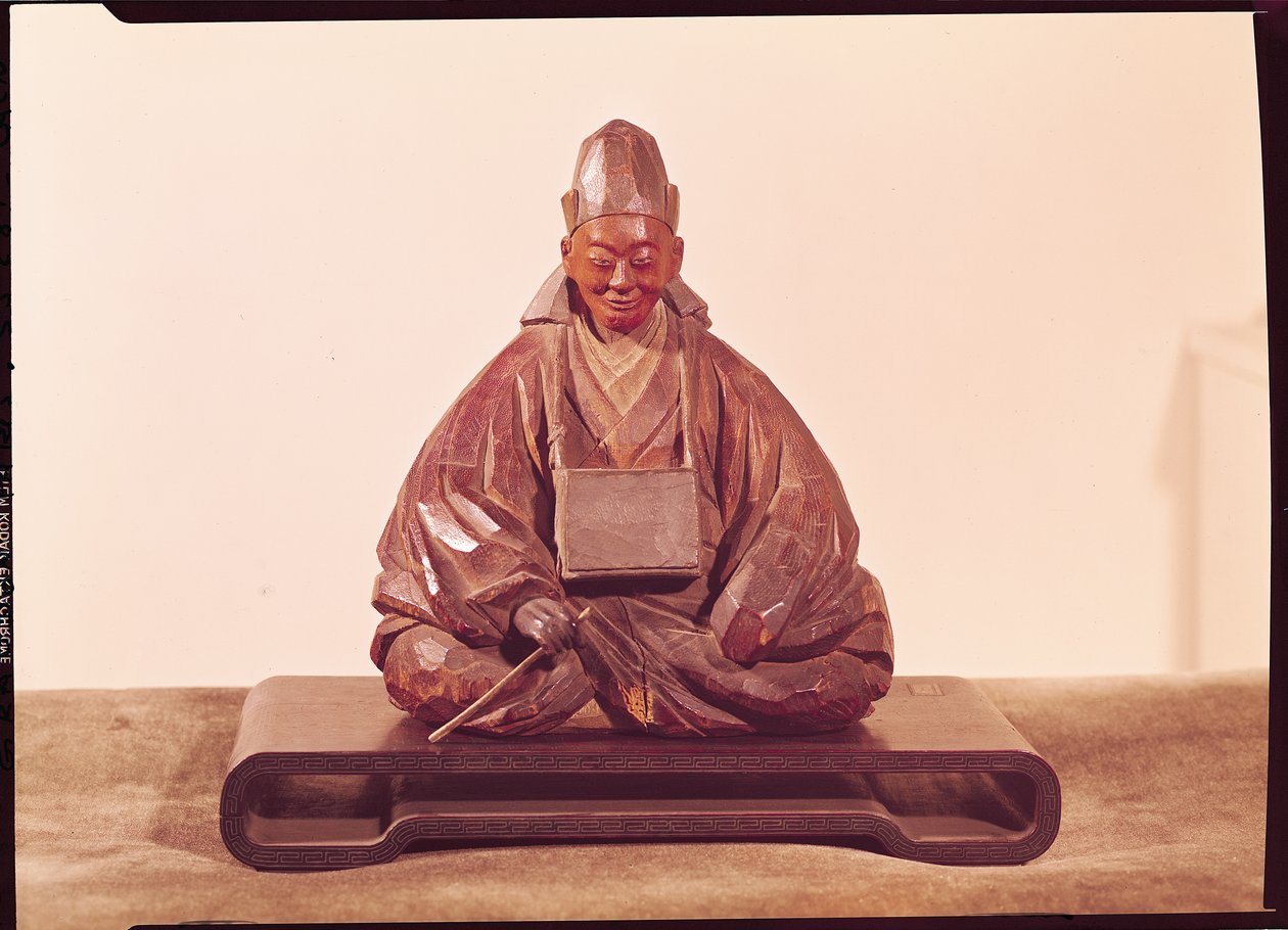 Basho ülő szobra (1644-94) Edo-korszak (1603-1868) (fa) alkotó: Ran Koo