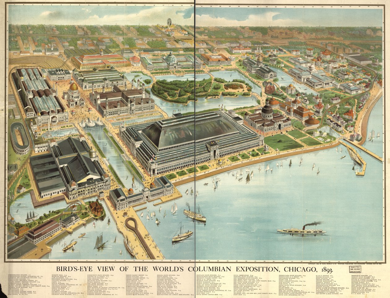 A Kolumbiai Világkiállítás madártávlatból, Chicago, 1893. LOC 98687181 alkotó: Rand McNally and Company