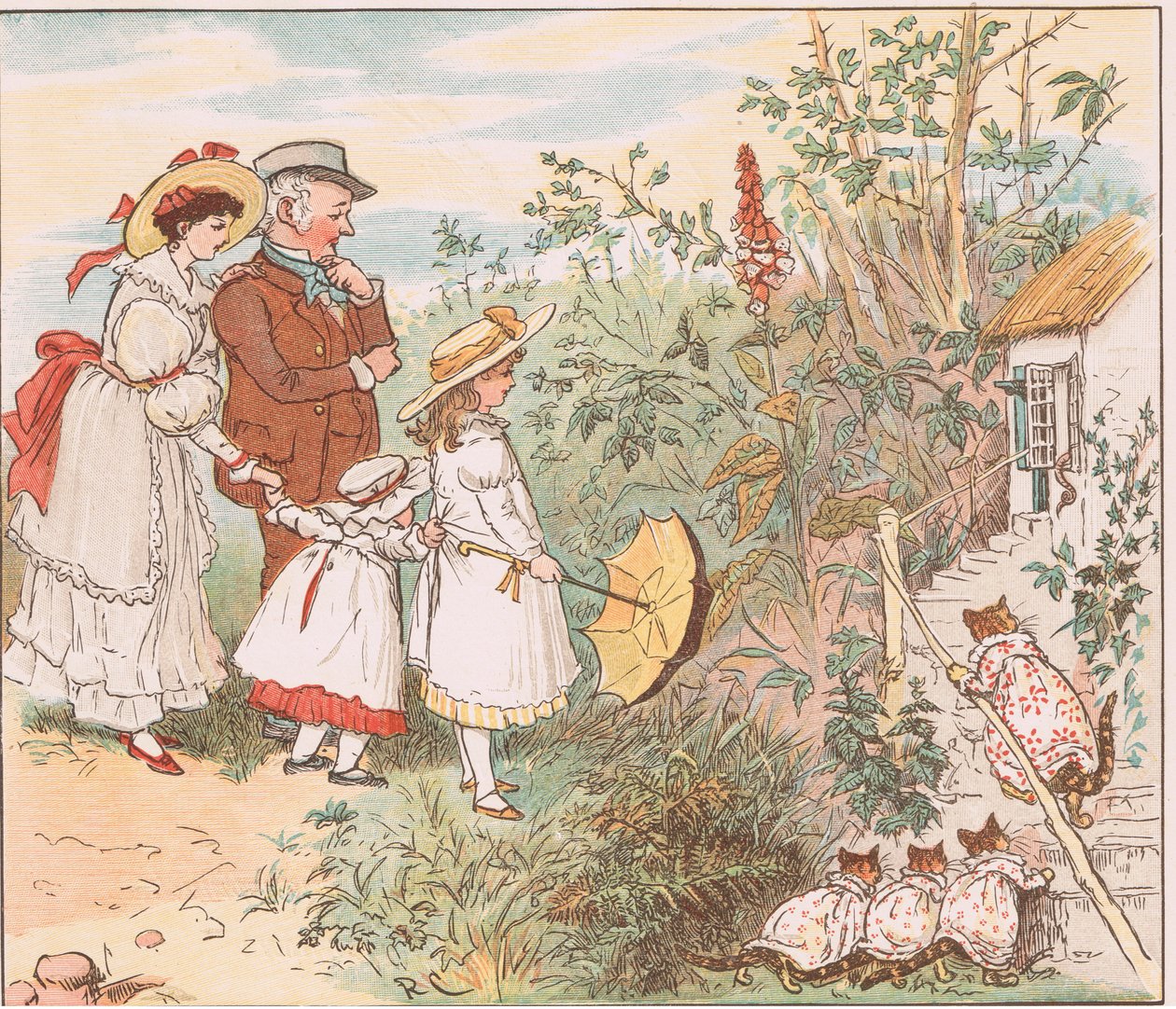 Egy macska és a cicái zuhantak be alkotó: Randolph Caldecott