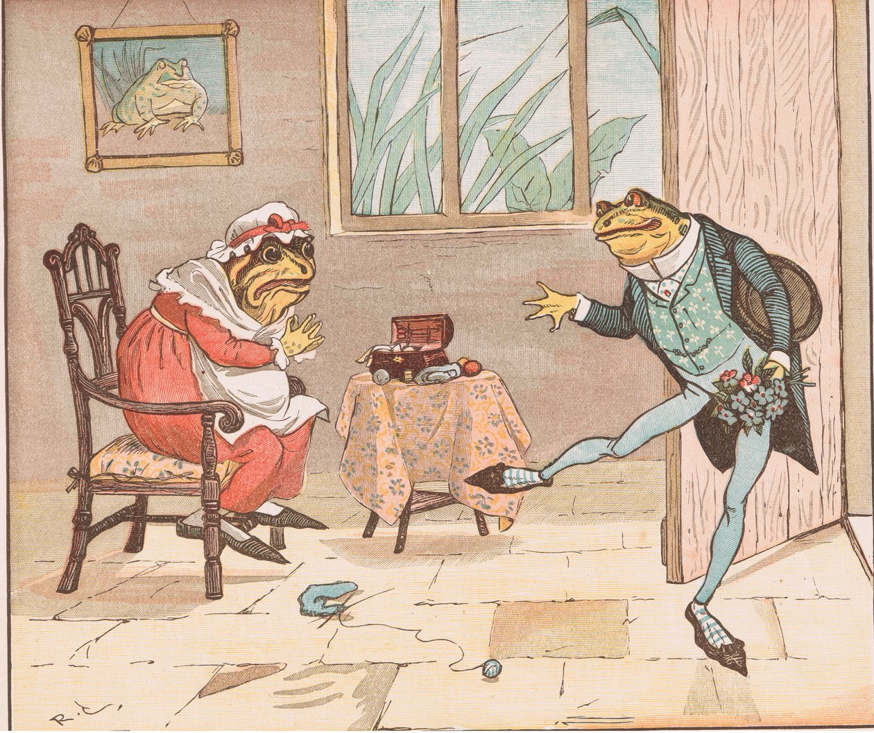 Egy béka, akinek udvarolna. alkotó: Randolph Caldecott
