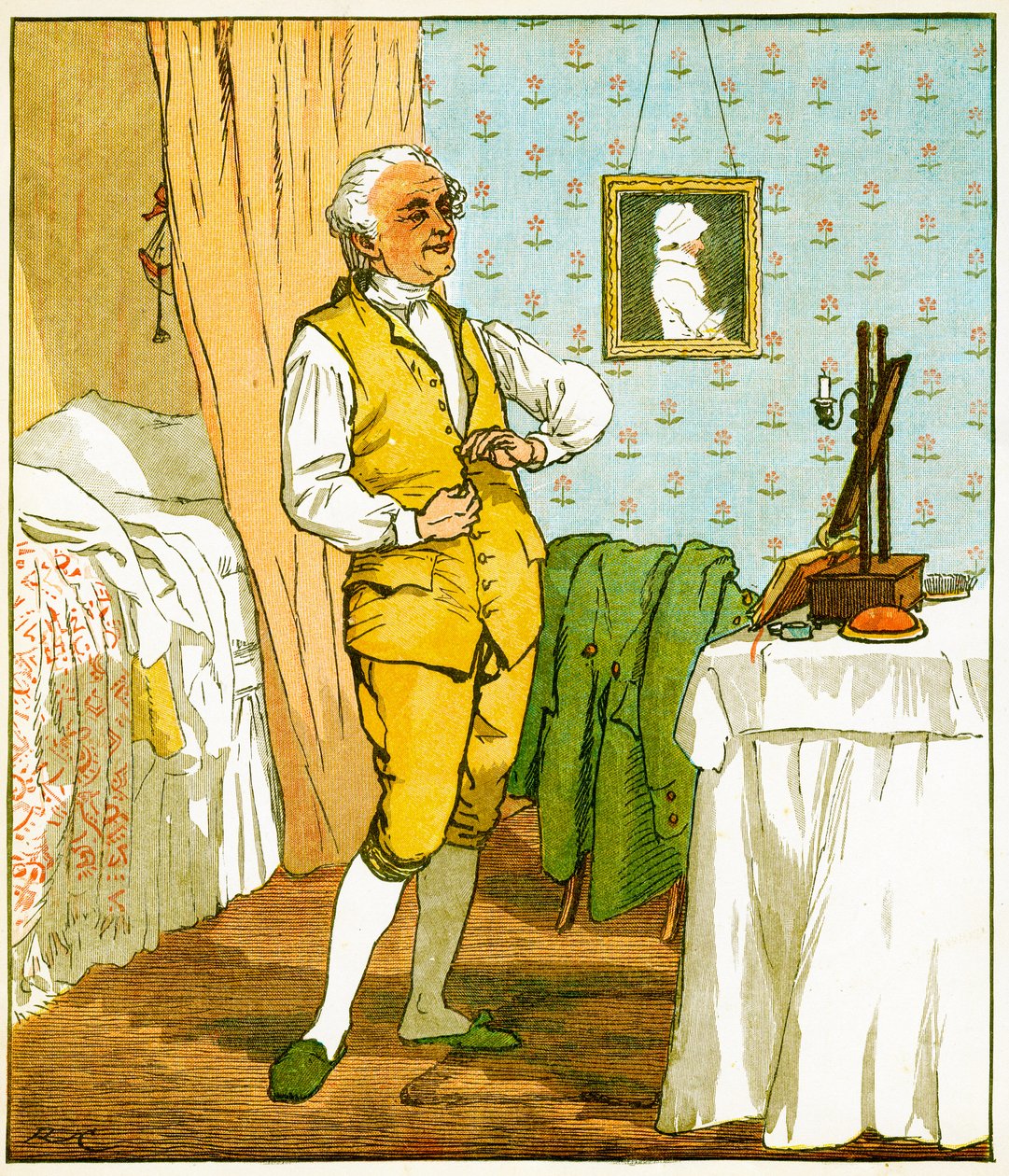 Az islingtoni öltözködés jó embere, Illusztráció Oliver Goldsmith elégiájából egy veszett kutya haláláról, 1879 alkotó: Randolph Caldecott