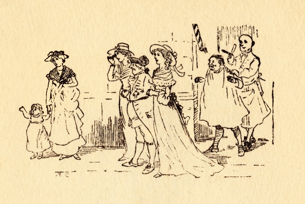 A bámészkodók nézik, ahogy John Gilpin vágtat mellette, 1878, 1918. alkotó: Randolph Caldecott
