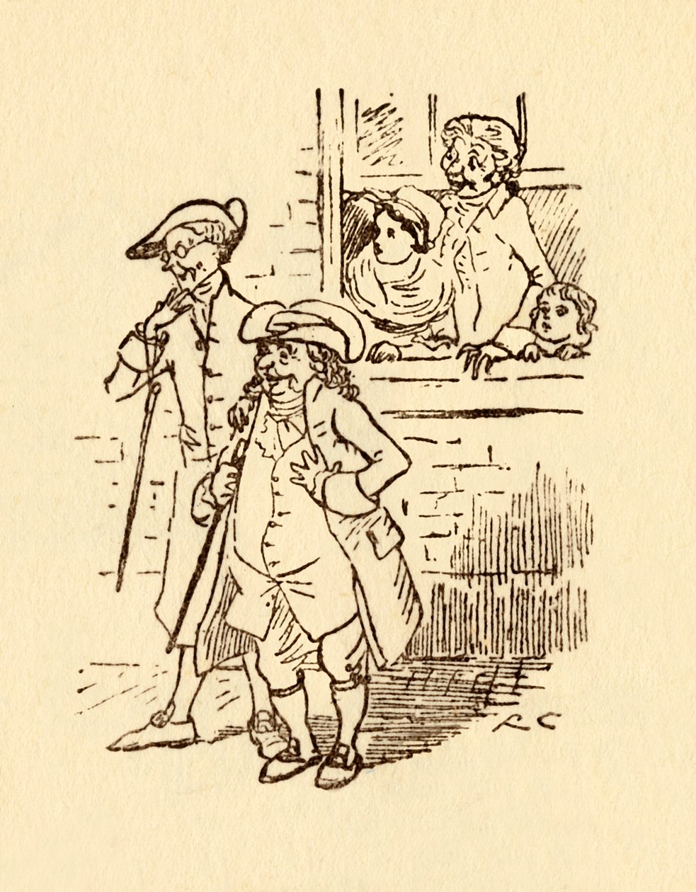 A bámészkodók nézik, ahogy John Gilpin vágtat mellette, 1878, 1918. alkotó: Randolph Caldecott