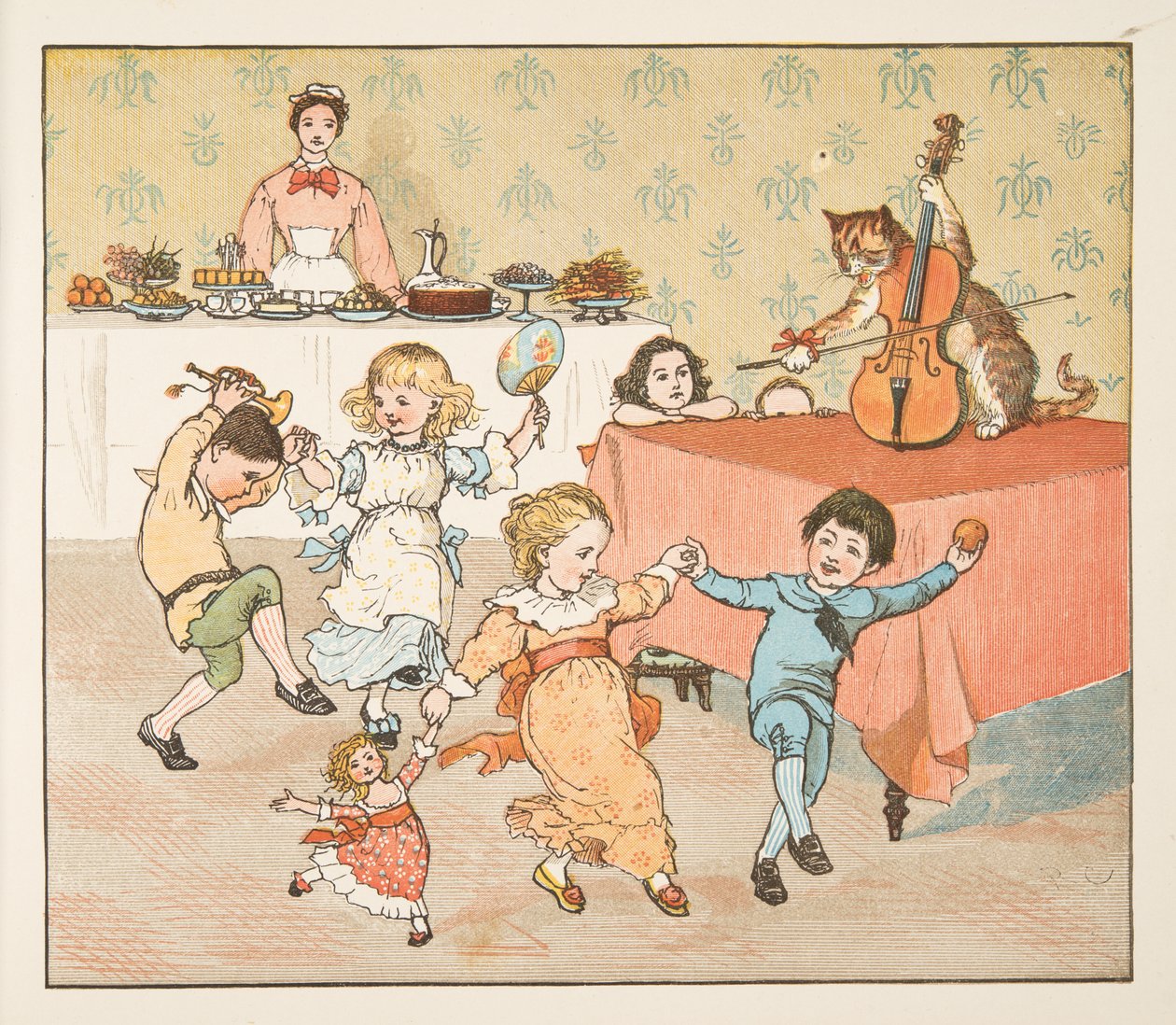 Hey, diddle, diddle, The Hey Diddle Diddle Picture Book, pub.1882 (színes gravírozás) alkotó: Randolph Caldecott