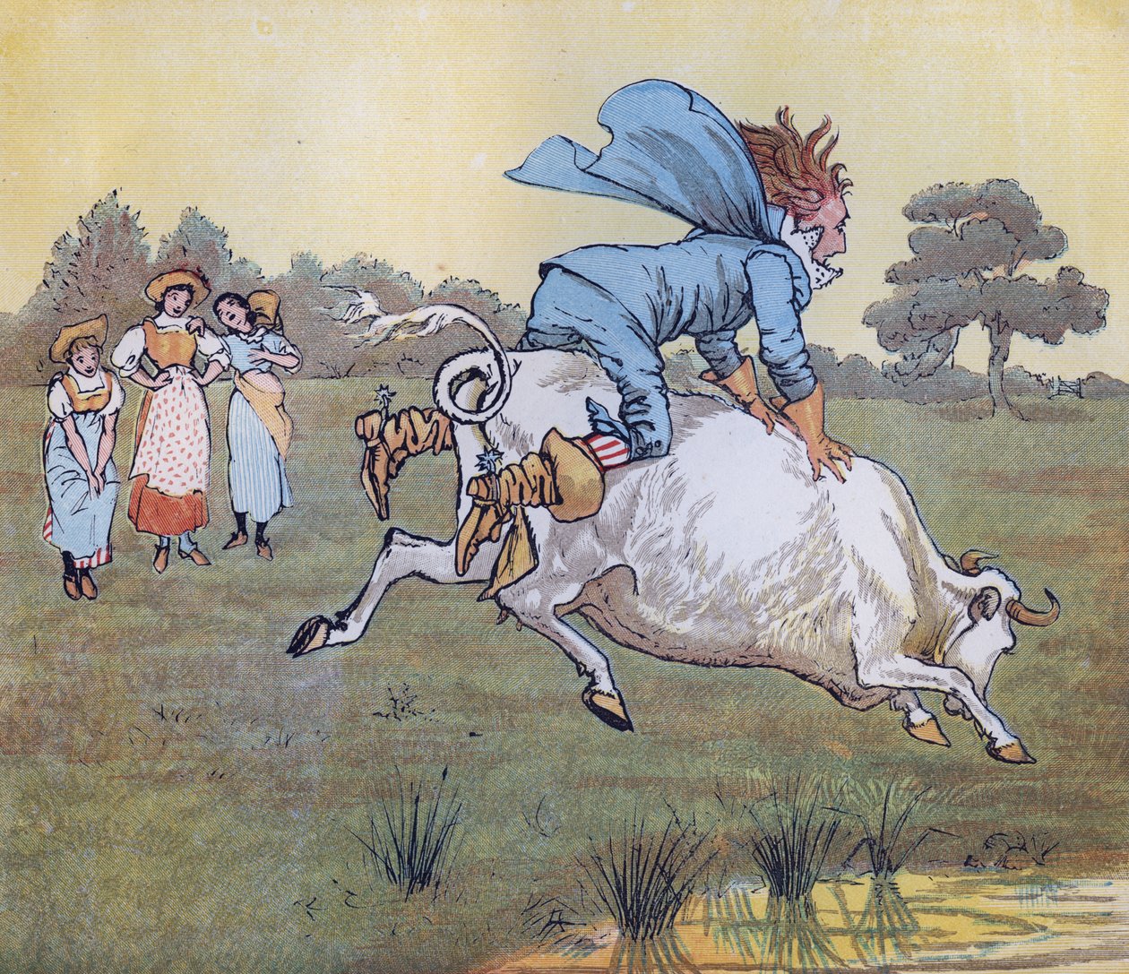 Senki sem kérdezte, uram – mondta. Illusztráció: Randolph Caldecott a Nursery Rhyme "The Milkmaid" című dalához. alkotó: Randolph Caldecott