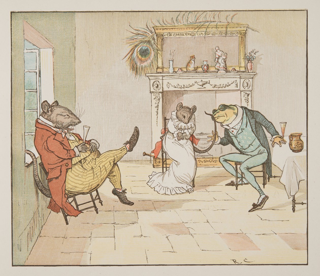 "Imádkozz, Mr. Frog, adsz nekünk egy dalt?", a The Hey Diddle Diddle Picture Book-ból, 1882. évi publikáció (színes metszet) alkotó: Randolph Caldecott