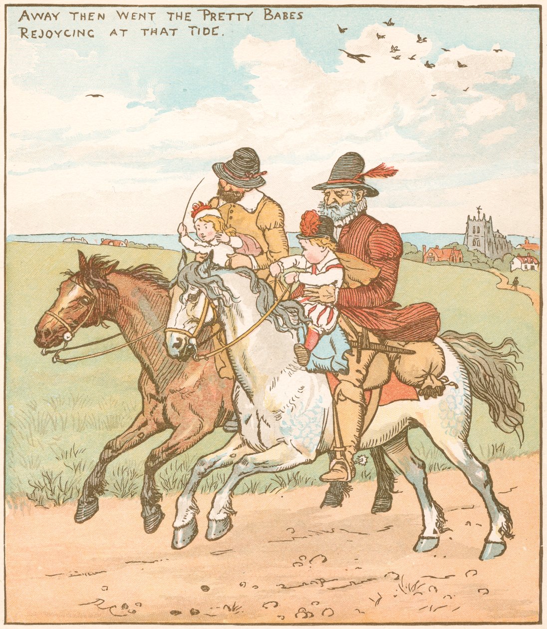 Jelenet A csajok az erdőben című filmből, 1878 alkotó: Randolph Caldecott