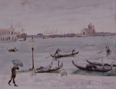 A vámház és a San Giorgio-templom, Velence, a Piazzettáról nézve, XIX. alkotó: Randolph Caldecott