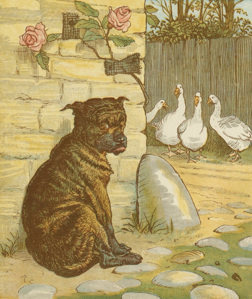 A ház, amelyet Jack épített" halmozó mondóka. A kutya, aki aggasztotta a macskát, hogy... Illusztráció: Randolph Caldecott. alkotó: Randolph Caldecott