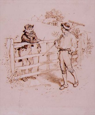 A juhász, illusztráció Edwin Waugh „Lancashire Sketches” című könyvéből, pub. írta: John Heywood alkotó: Randolph Caldecott