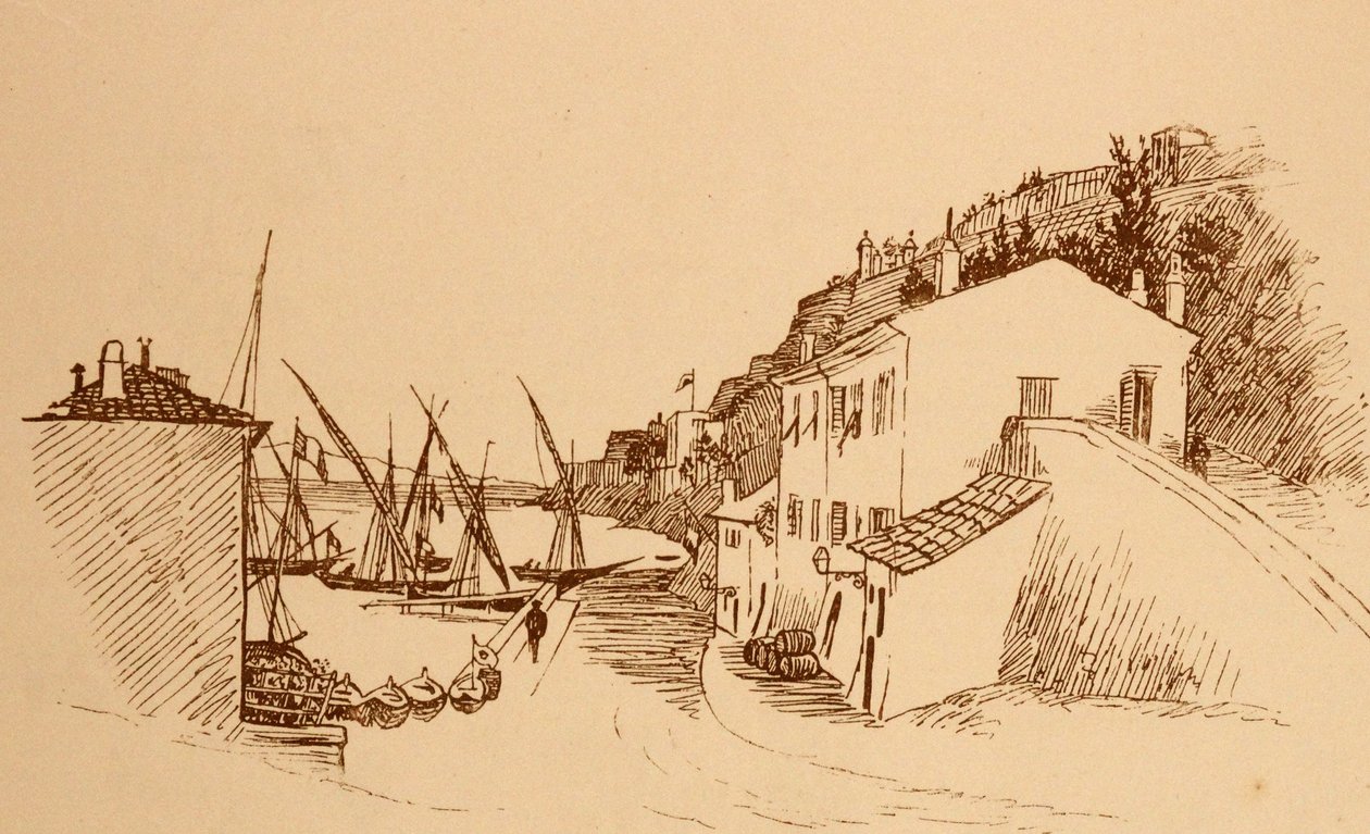 helyi francia halászfalu Dél-Franciaországban c1884 alkotó: Randolph Caldecott