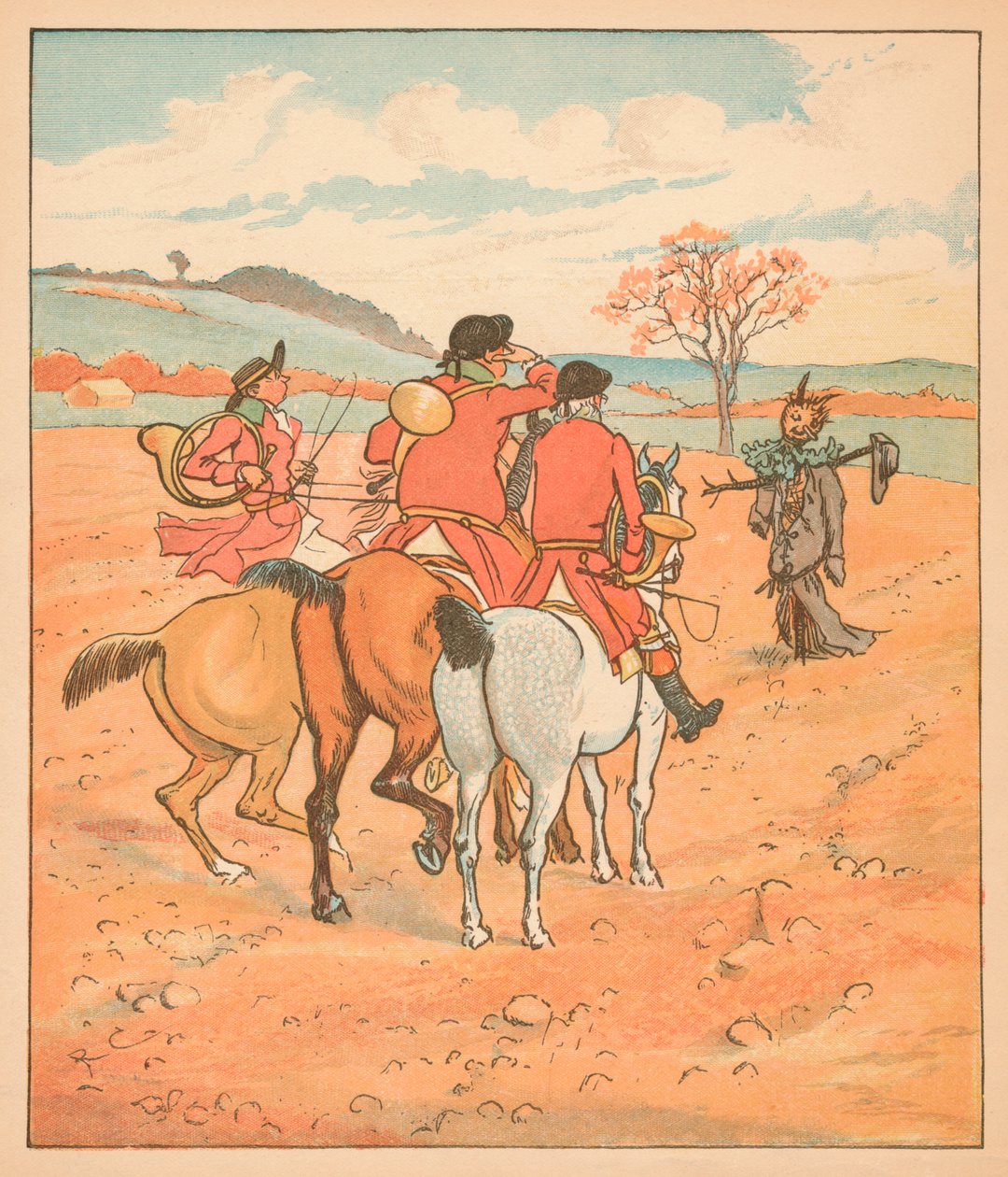 ...az első dolog, amit találtak, egy rongyos boggart volt egy mezőn..., 1880. alkotó: Randolph Caldecott