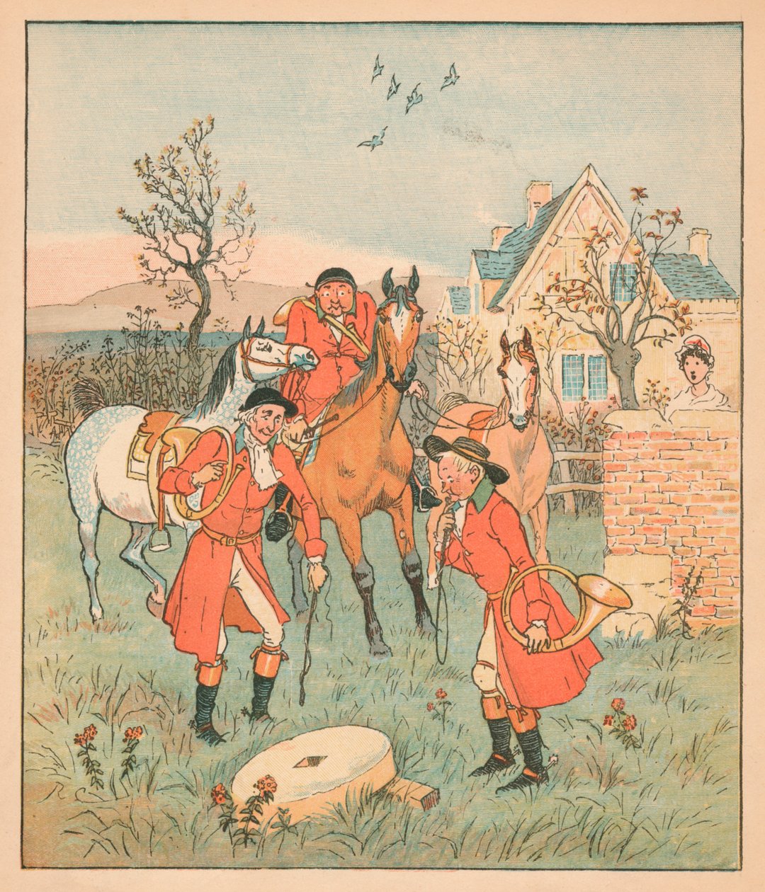 ...a következő dolog, amit találtak, egy gröndörgő, őrlőkő volt..., 1880. alkotó: Randolph Caldecott
