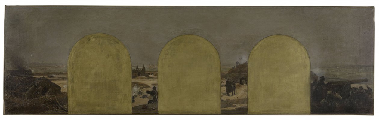 Vázlat a párizsi városháza prefektusának kabinetjéhez: Akkumulátor a bástyánál: Párizs 1870-es ostroma alkotó: Raoul Joseph Arus