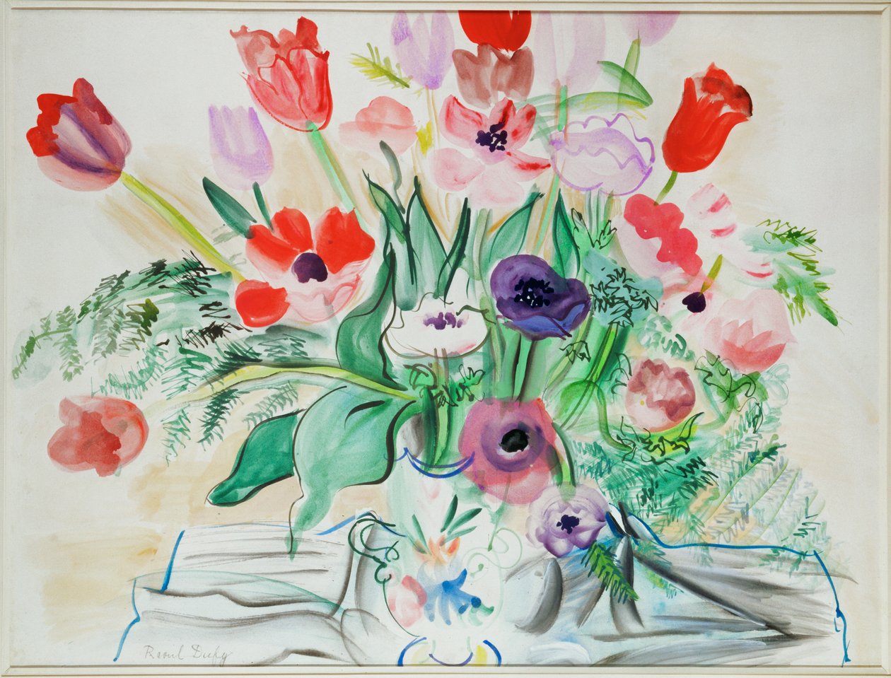 Anemones et tulipes (akvarell, papír) alkotó: Raoul Dufy