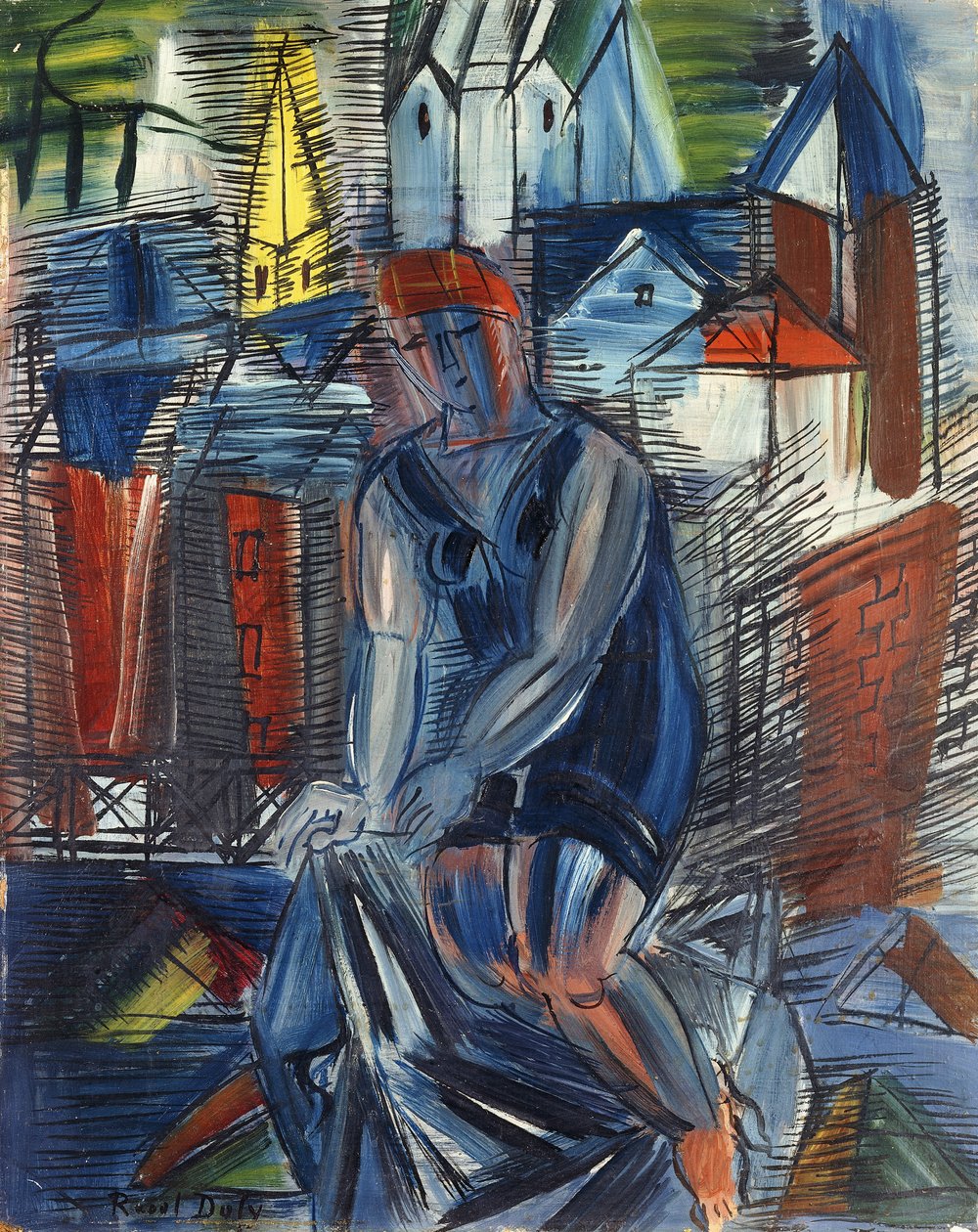 Fürdőző (baigneuse), 1950 körül (olaj, tábla) alkotó: Raoul Dufy