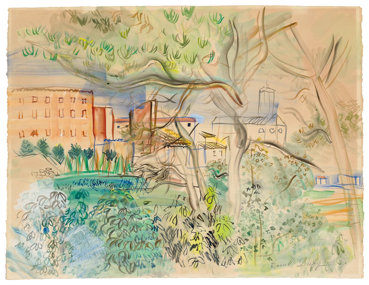 Caldas de Montbuy (akvarell és gouache, papír) alkotó: Raoul Dufy