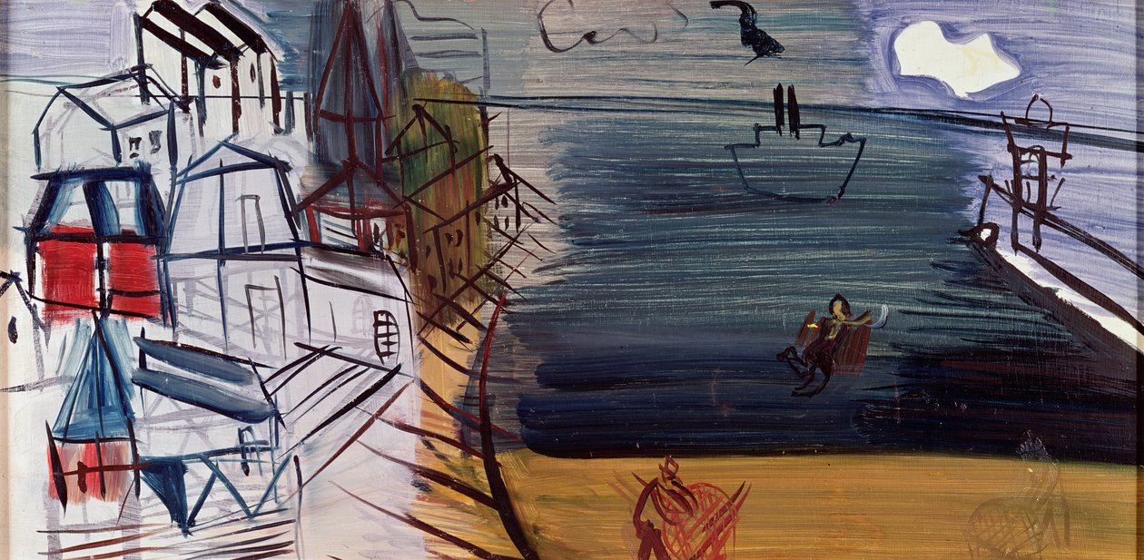 Teherhajó Sainte-Adresse-nál, 1945 után (olaj, keménytábla) alkotó: Raoul Dufy